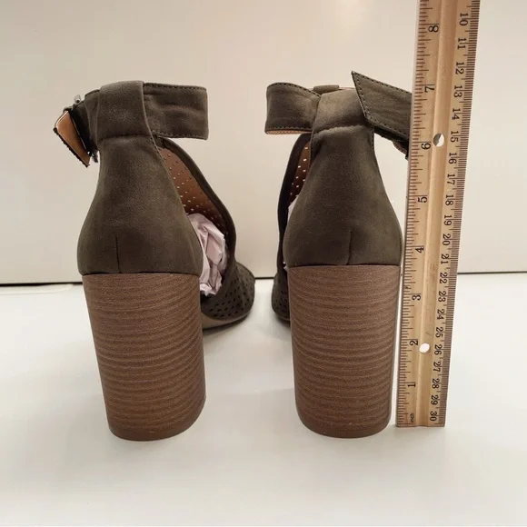 Target universal thread fall booties heel peep toe chunky wedge sandal green 9 - Picture 6 of 9